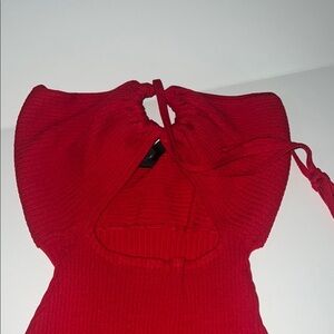 Red Knit Halter dress